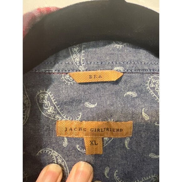 Jachs Girlfriend Sz XL Button Snap Red Plaid Shirt Button Up - Picture 5 of 9